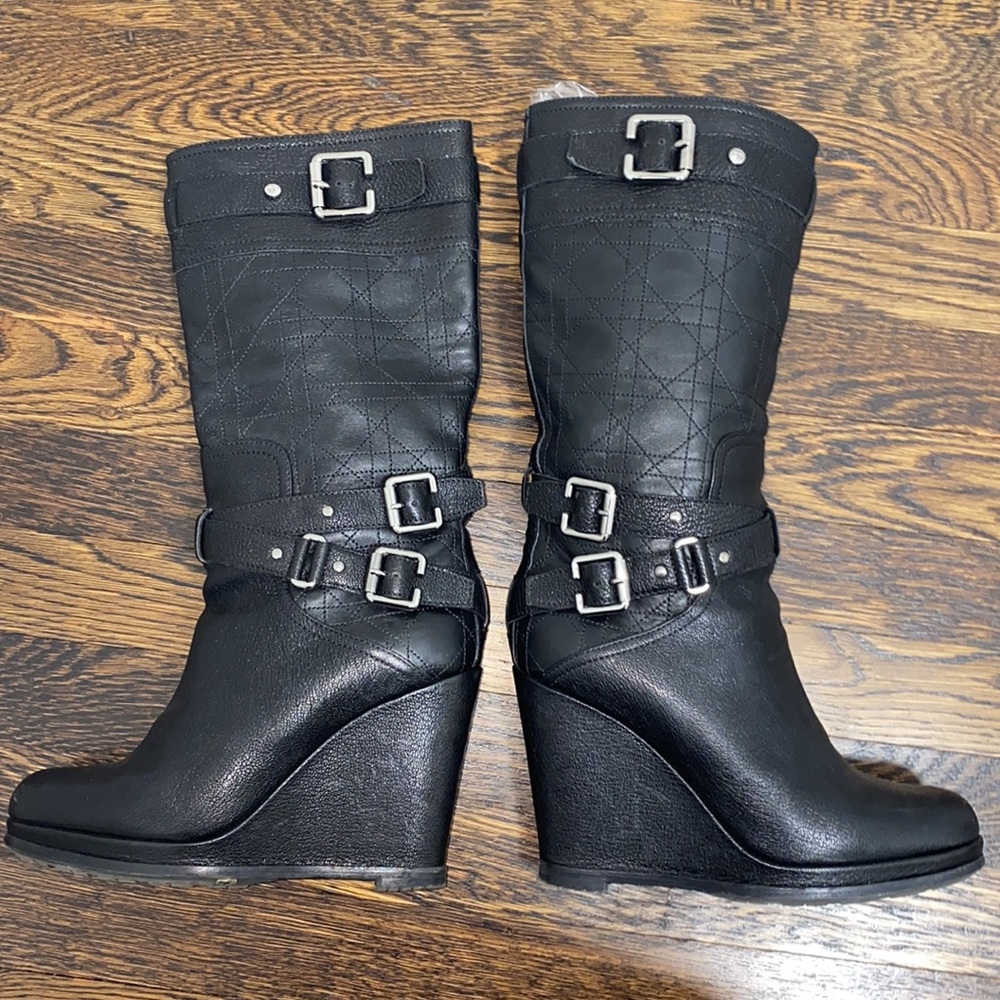 Christian Dior black leather wedge boots - Picture 6 of 14